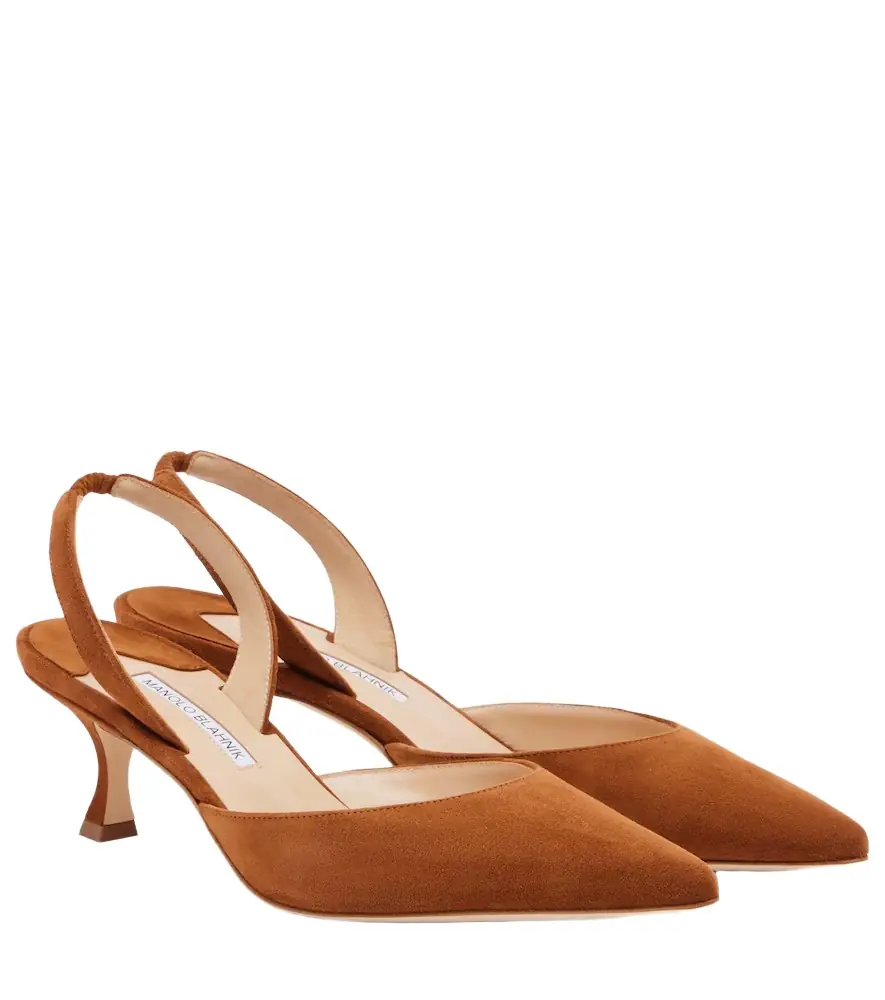 Manolo Blahnik Carolyne suede slingback pumps