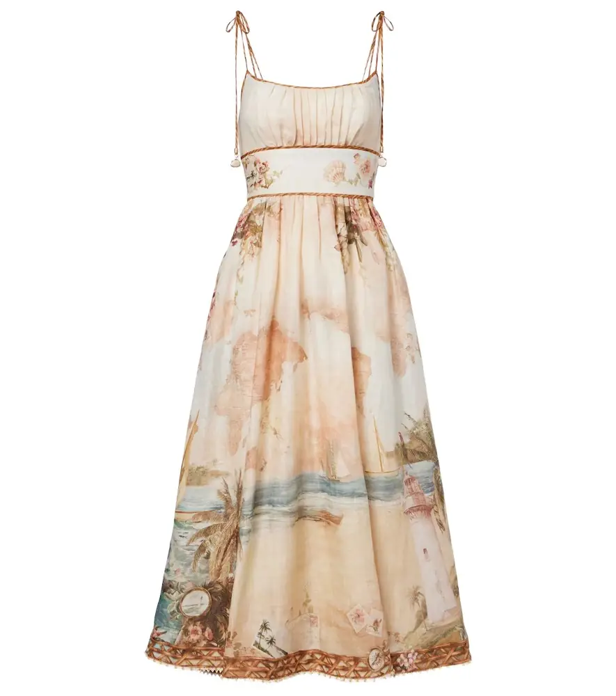 Zimmermann Mahon printed linen midi dress