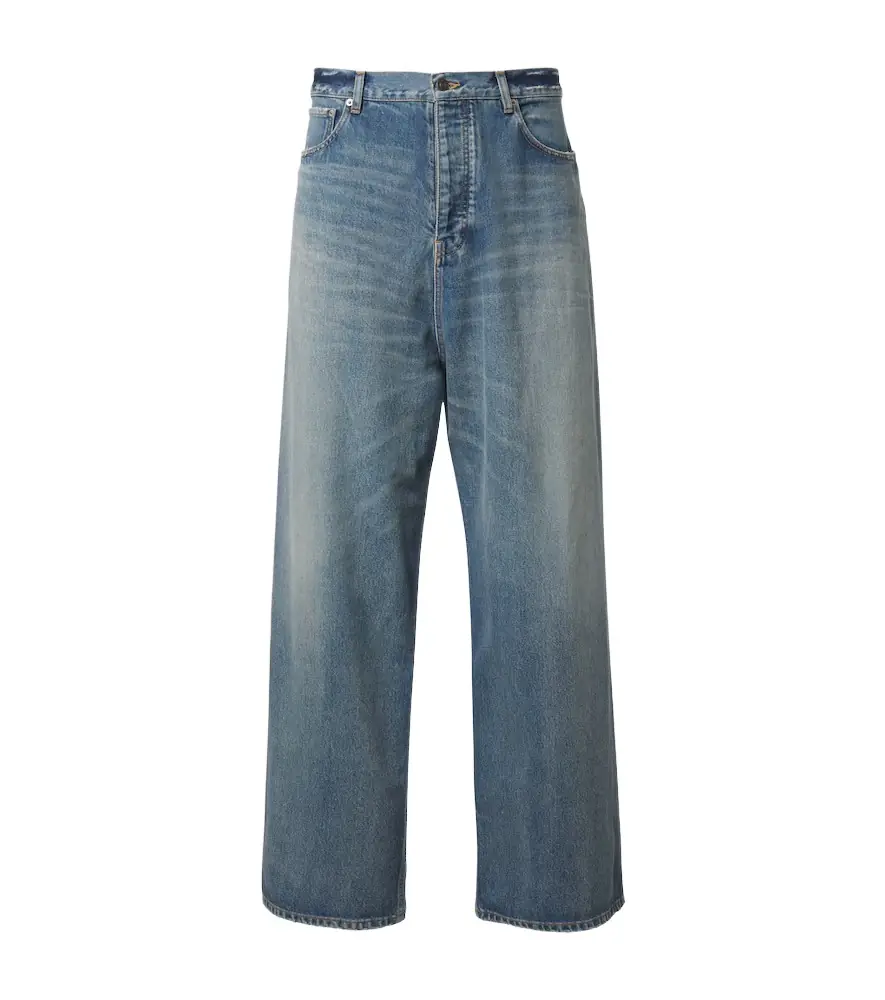 Distressed wide-leg jeans