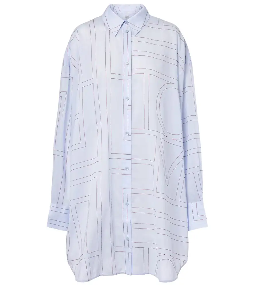 Toteme Embroidered cotton-blend poplin shirt