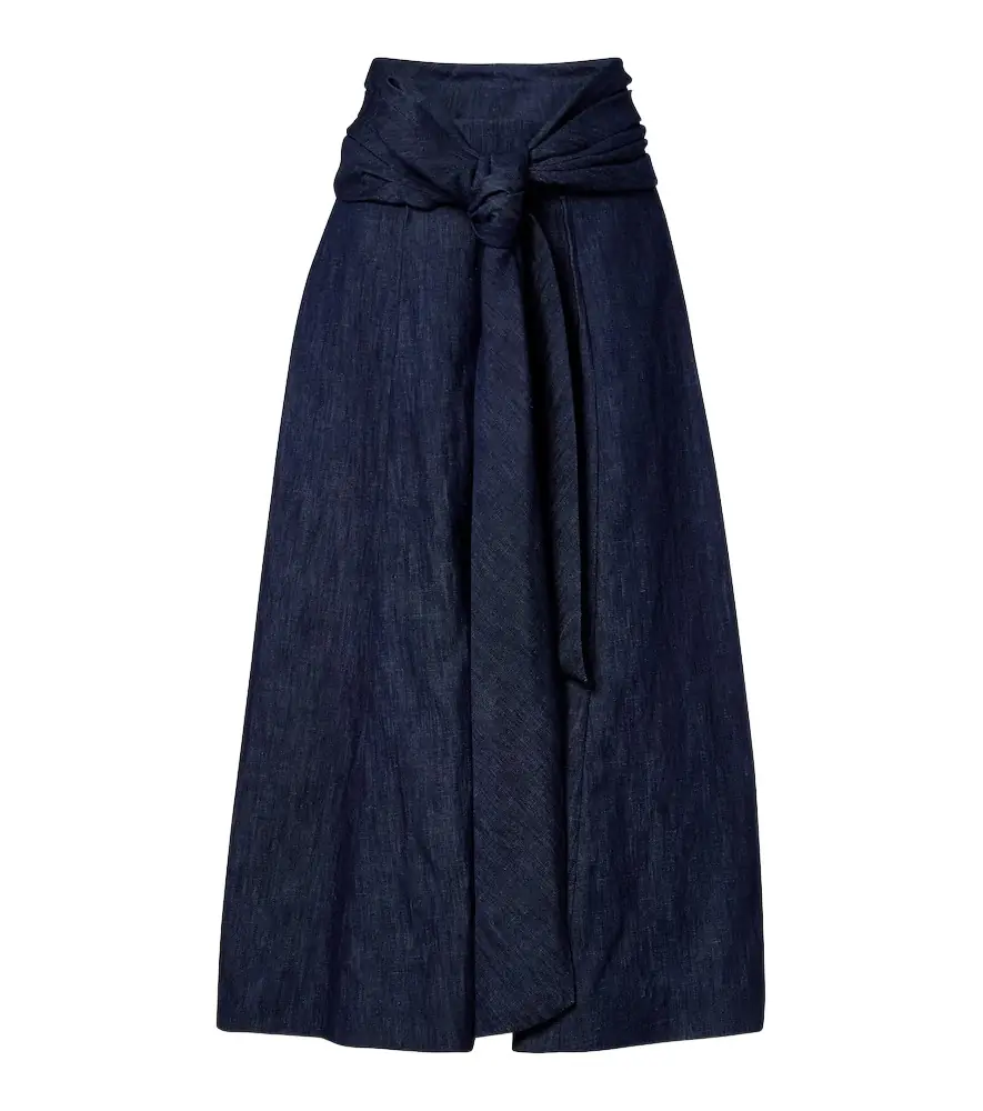 Gabriela Hearst Zivan cotton and linen denim midi skirt