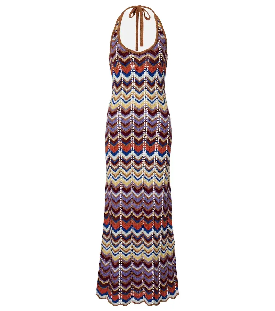 Faithfull Elisa chevron crochet cotton-blend maxi dress