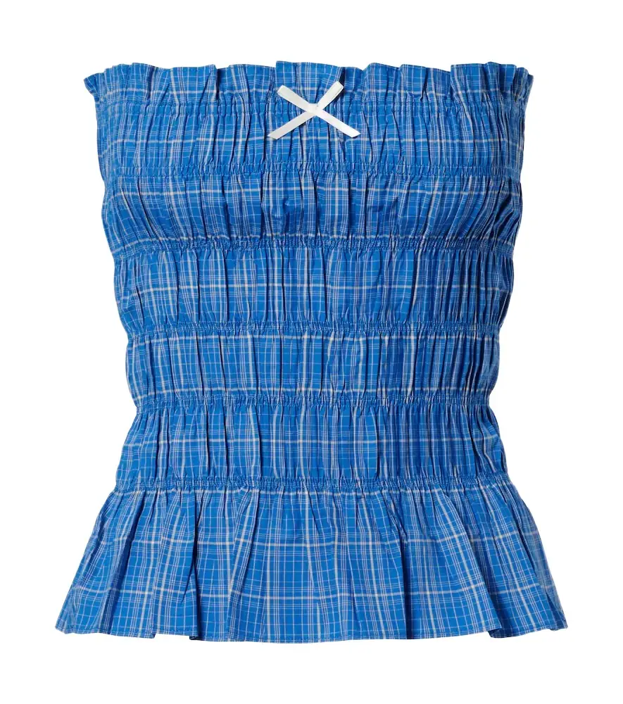 Faithfull Leya gathered plaid cotton top - Women's Clothing