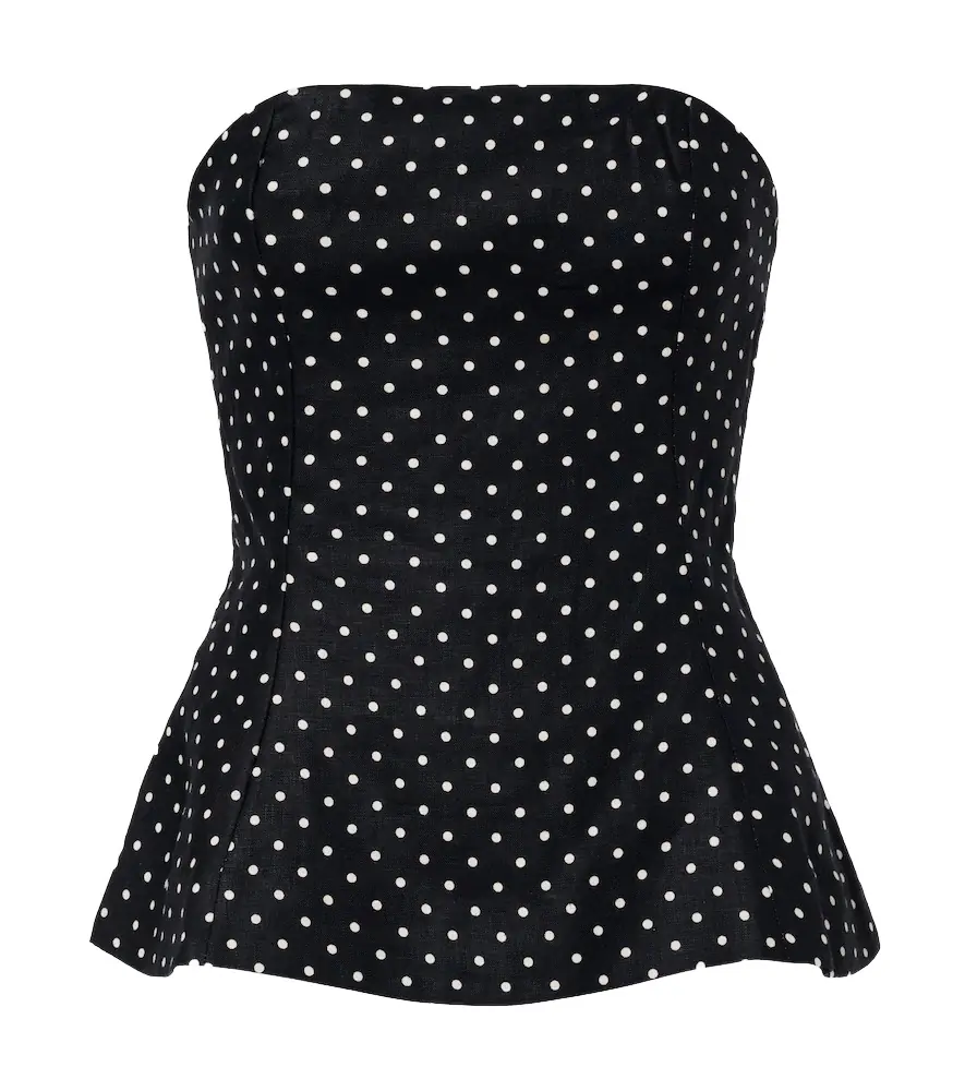 Faithfull Petro polka-dot peplum linen top