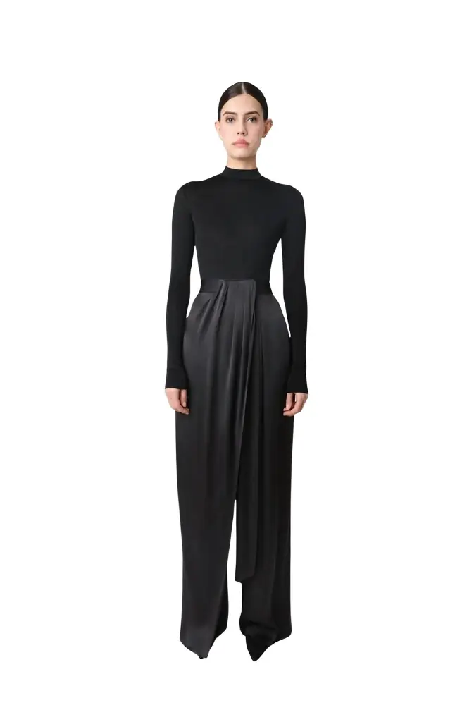 LAPOINTE Satin Draped Relaxed Pant