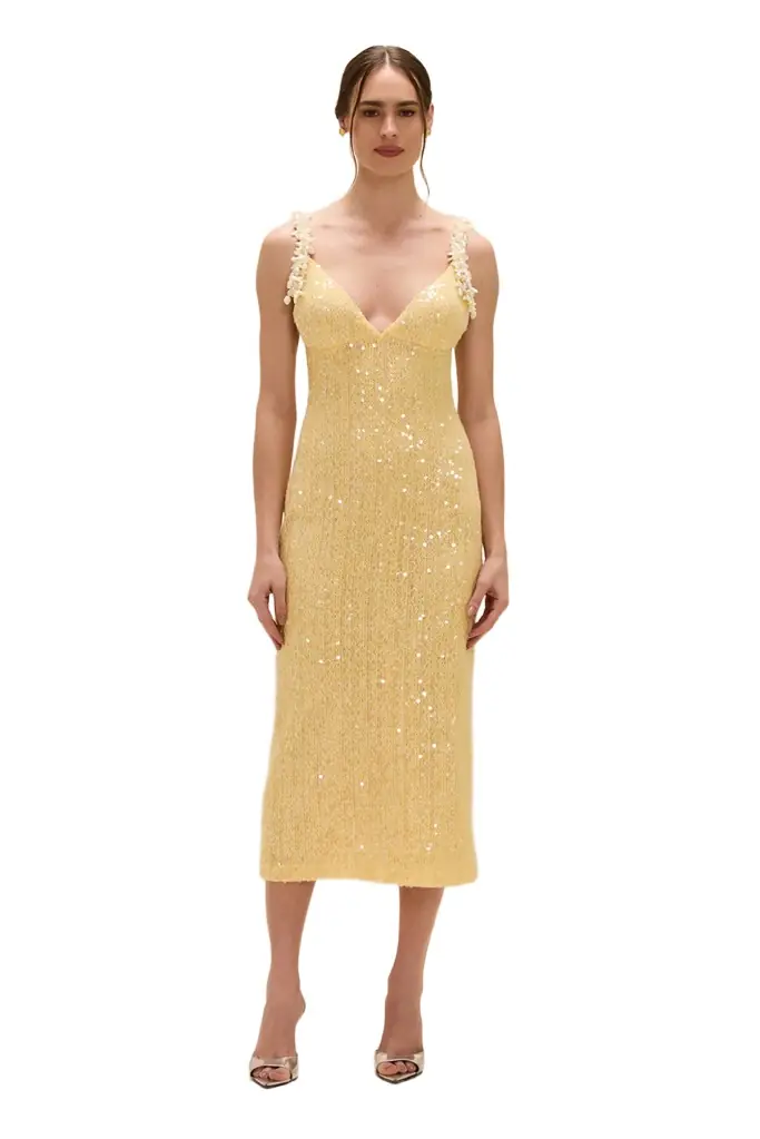 PatBo IARA CROCHET FLOWERS MIDI DRESS