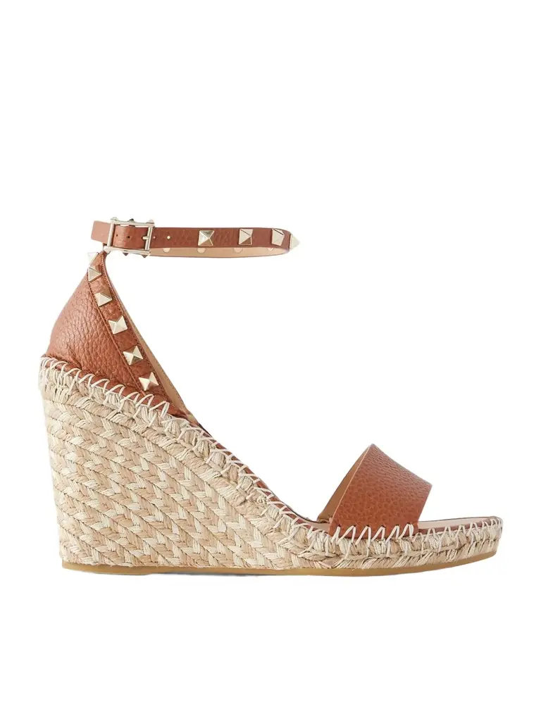 Valentino Garavani Rockstud Double Leather Espadrillas Sandals