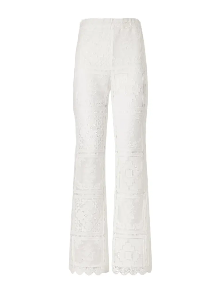 Zimmermann Aster Embroidered Mesh Flared Pants
