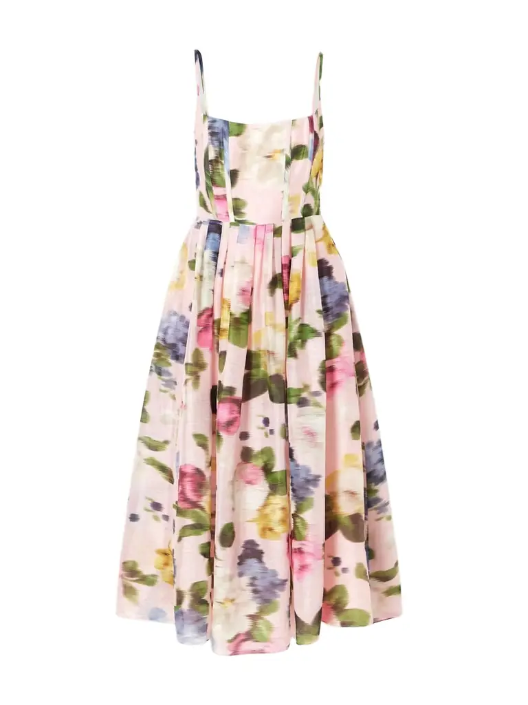 Carolina Herrera Floral-print Linen And Silk-blend Midi Dress