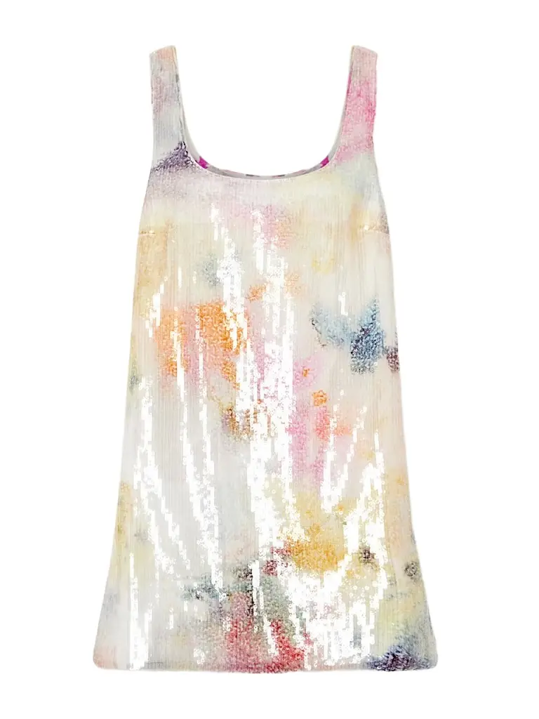 Aje Dahlia Floral-print Sequined Mesh Mini Dress
