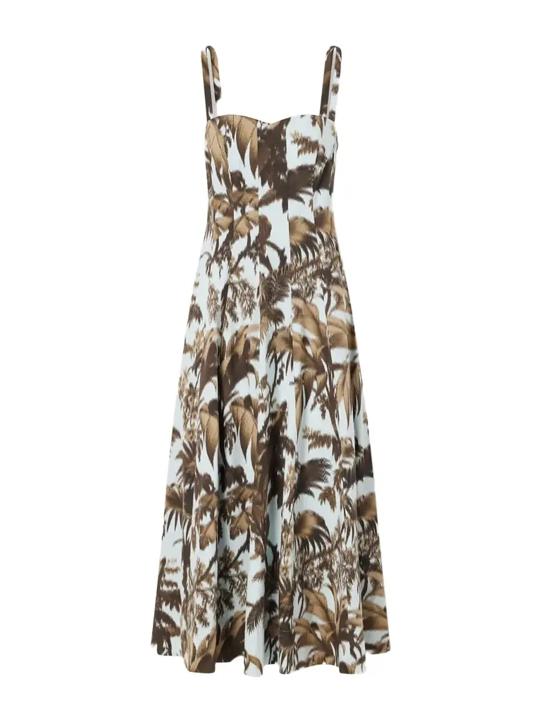 Oscar de la Renta Paneled Printed Cotton-blend Poplin Midi Dress