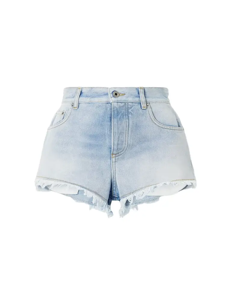 Loewe + Paula's Ibiza Anagram Distressed Straight-leg Denim Shorts