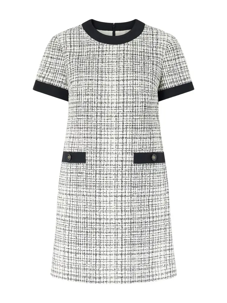 Valentino Garavani Checked Cotton-blend Tweed Mini Dress
