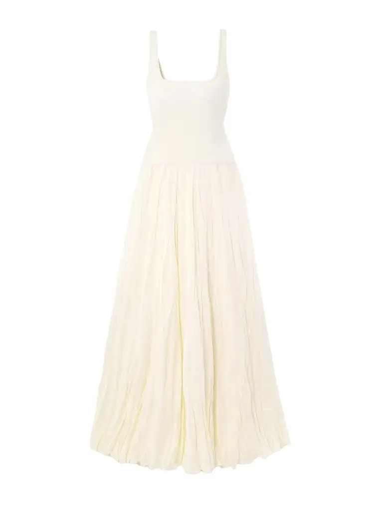Johanna Ortiz Mariner Ribbed Knit-trimmed Organic Linen-blend Poplin Maxi Dress