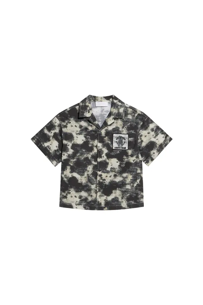 Roberto Cavalli Cotton Shirt With Camouflage Motif