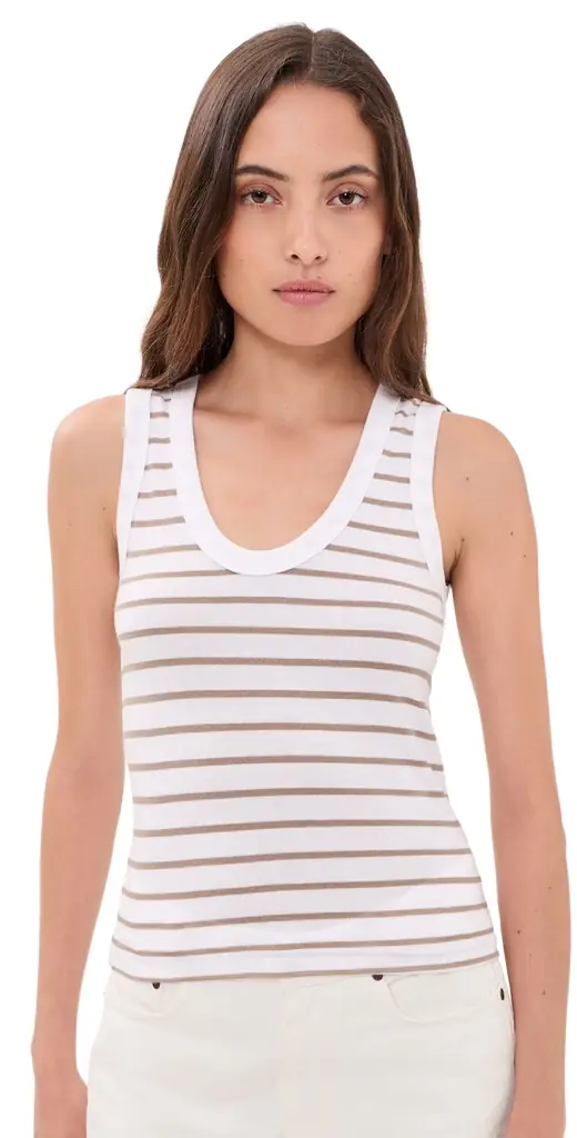 perfectwhitetee Jersey tripe Tank Driftwood/White tripe