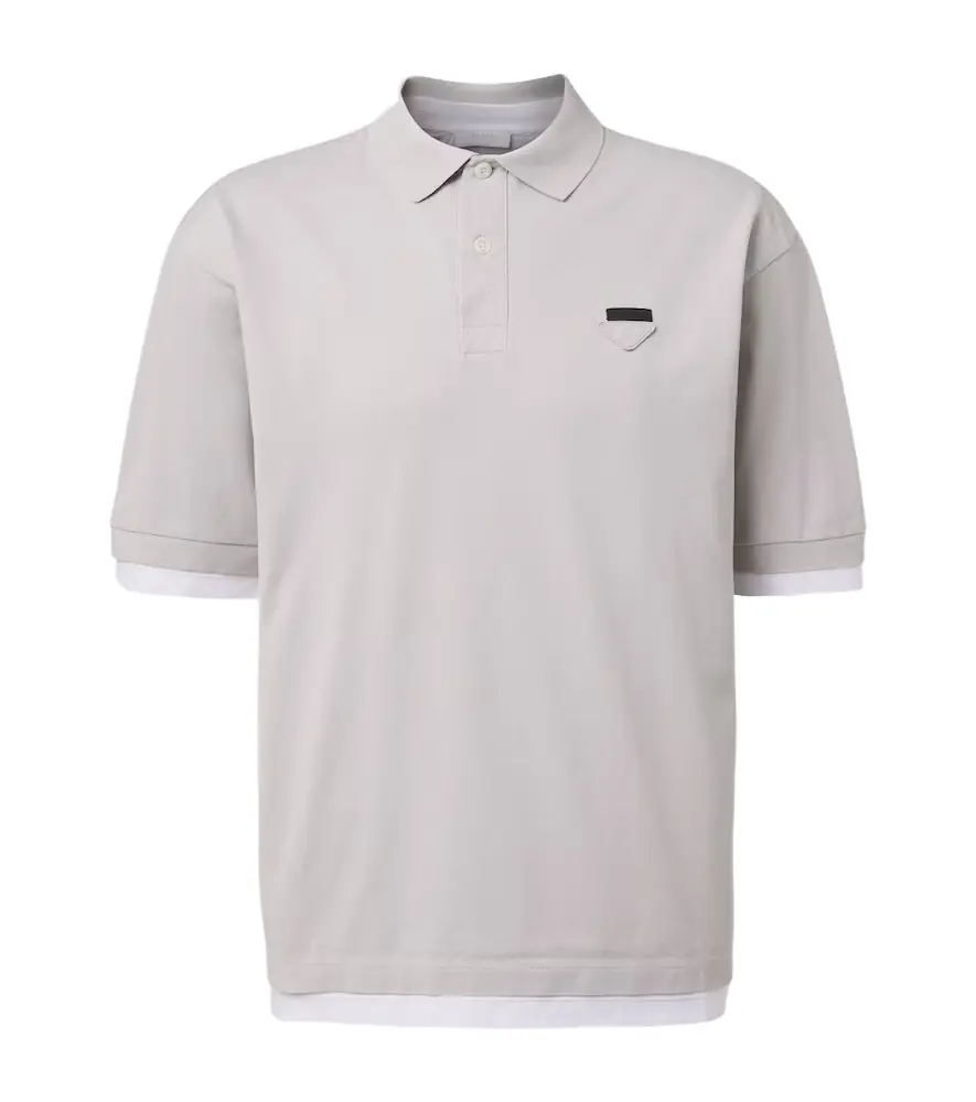 Prada Layered cotton piqué polo shirt