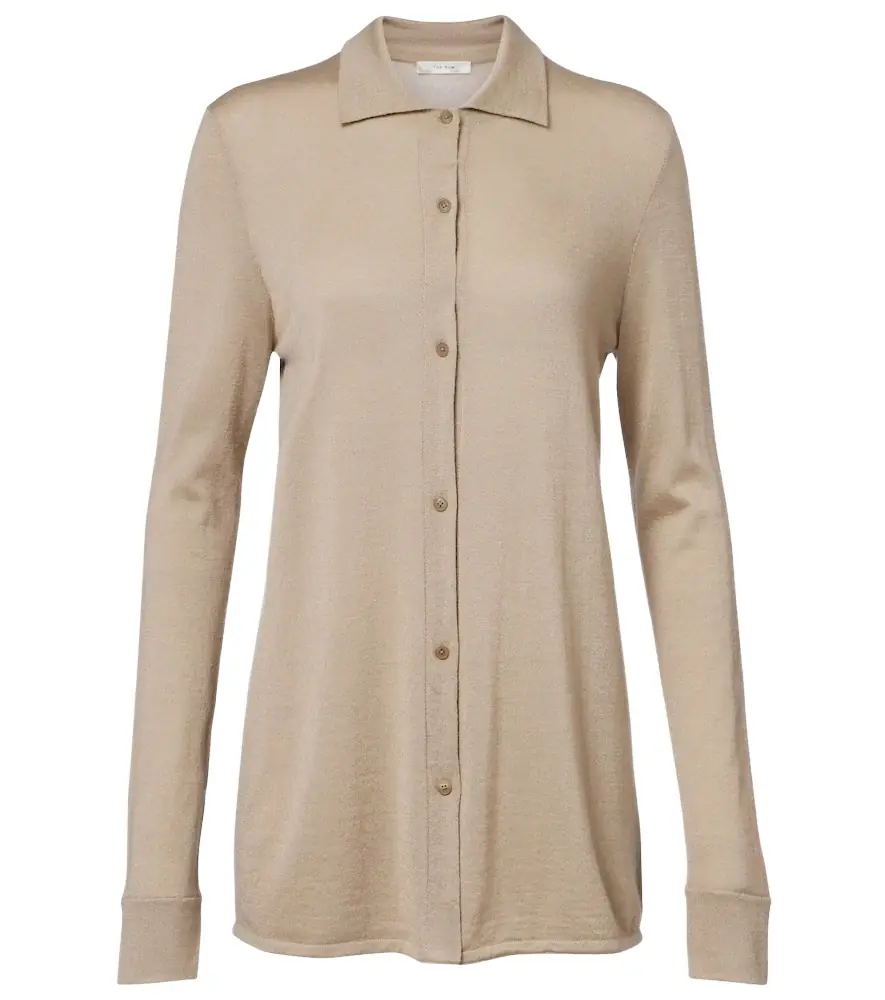 The Row Ocari knitted cashmere and silk shirt