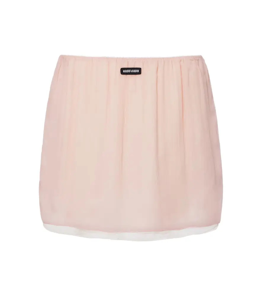 Miu Miu Layered silk chiffon miniskirt