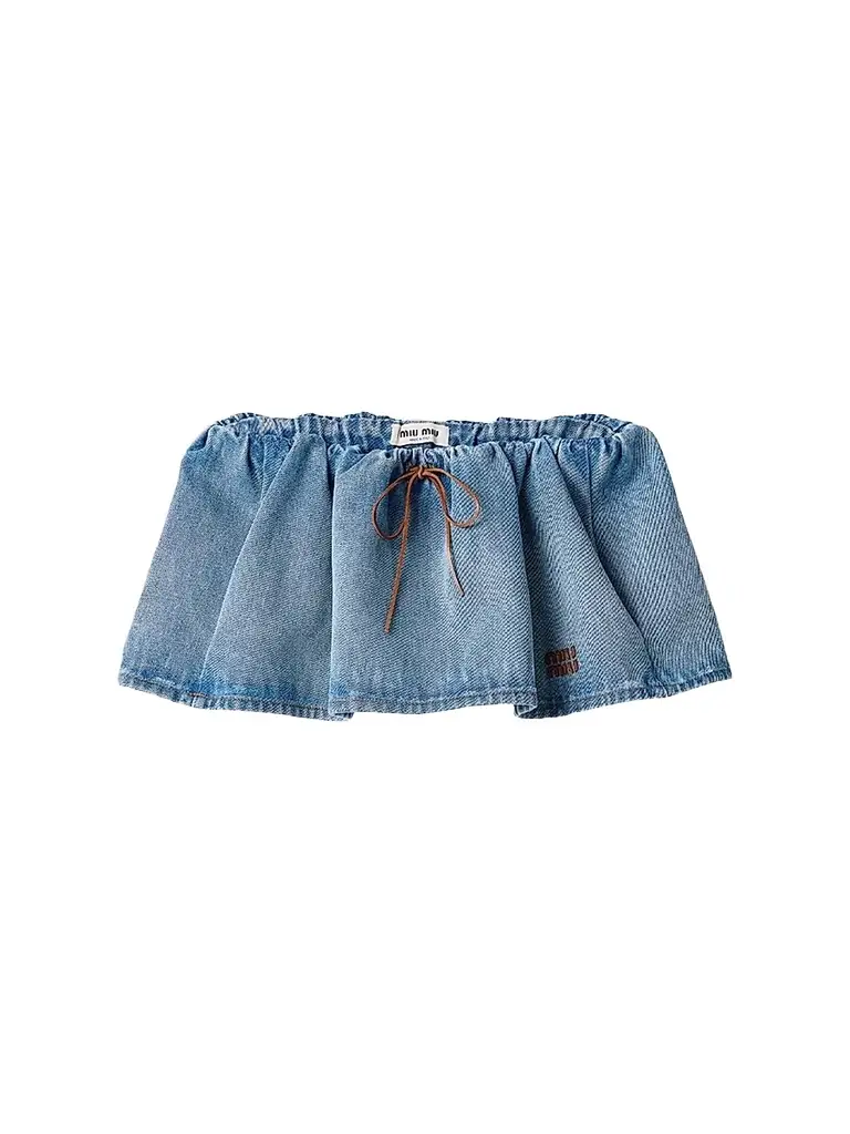 Miu Miu Women's Washed Denim Mini-Skirt - Blue