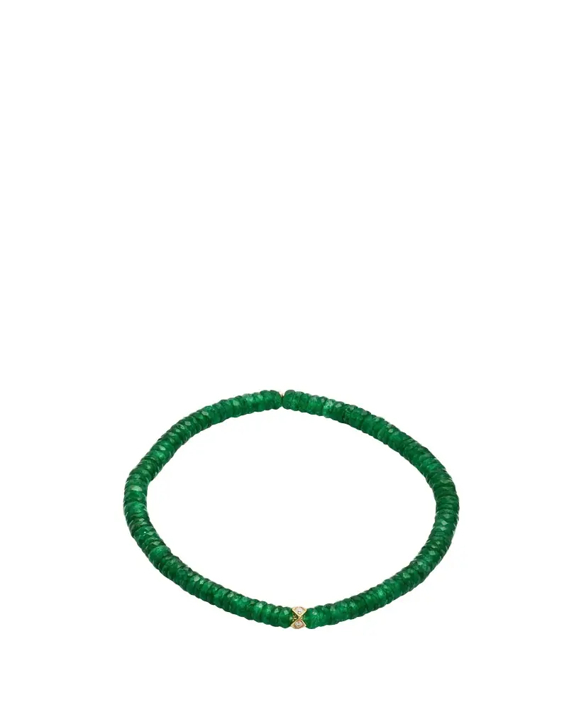Sydney Evan 4mm Diamond Eternity Rondelle on Green Aventurine Wheel Bead Bracelet