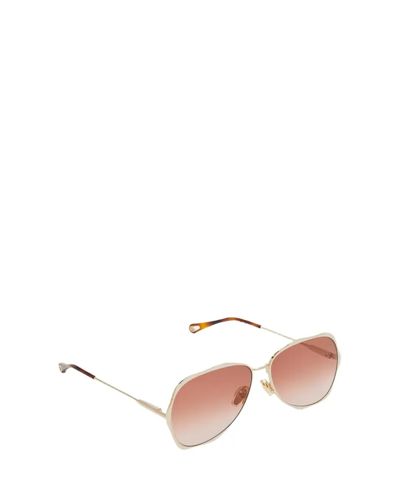Chloe Golden Tortoiseshell Metal Aviator Sunglasses