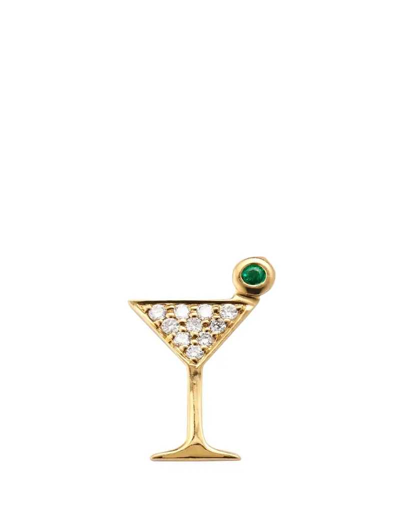 Sydney Evan 14K Yellow Gold Small Martini Glass Diamond Stud Earrings