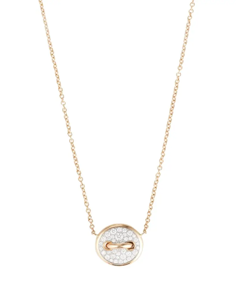 Pomellato 18K Rose Gold Dot Pave Diamond and Mother of Pearl Pendant Necklace