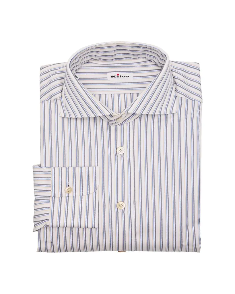 Kiton Men's Cotton Multi-Stripe Dress Shirt