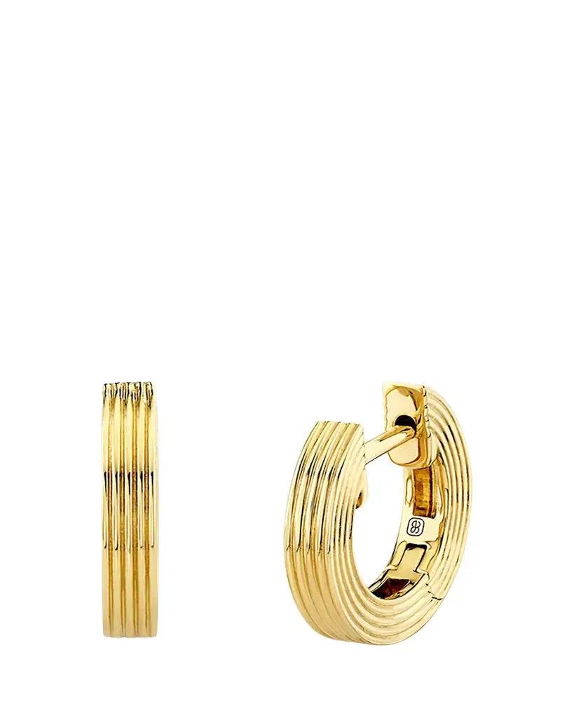 Sydney Evan 14K Small Fluted Huggie Hoop Earrings