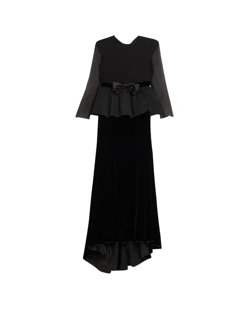 Valentino Garavani Sablé Velvet Peplum Backless Gown