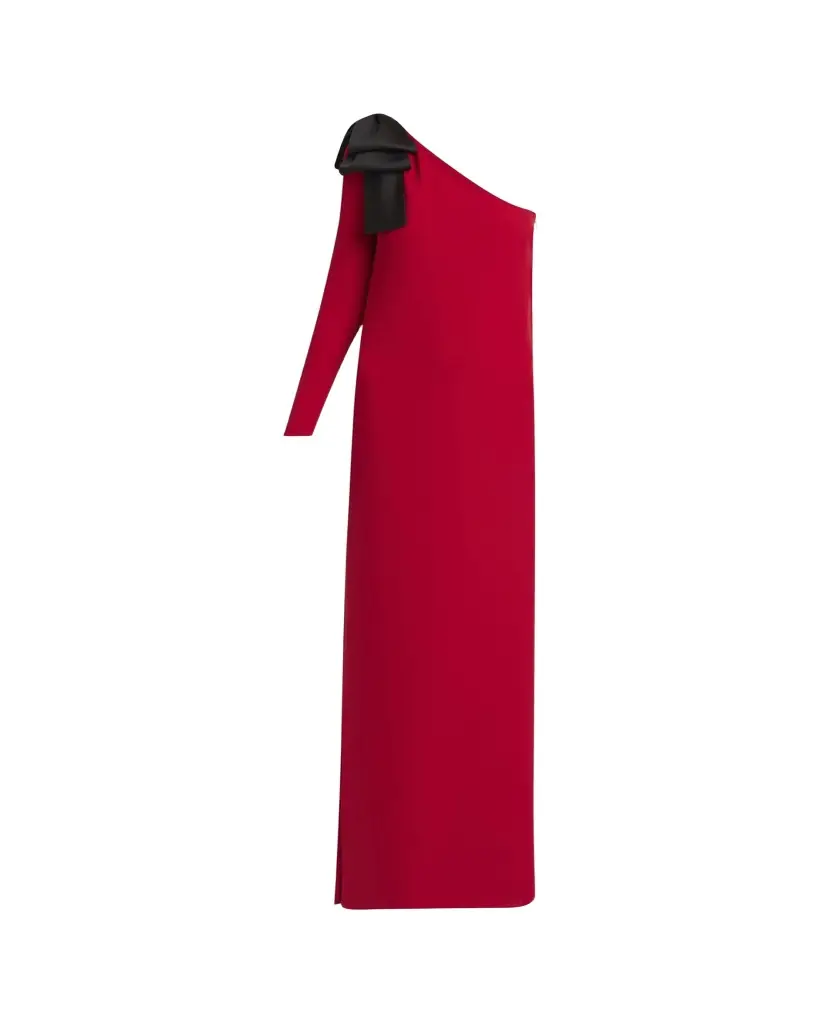 Valentino Garavani Bow One-Shoulder Silk Crepe Column Gown