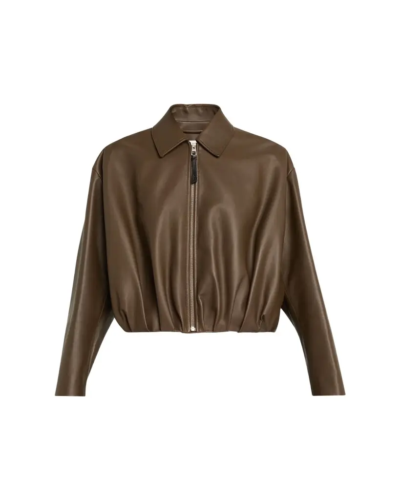 Loewe Leather Draped Bomber Jacket
