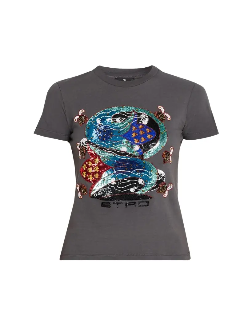 Etro Short-Sleeve Embroidered Graphic T-Shirt