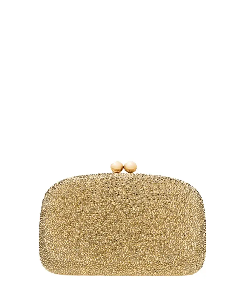 Carolina Herrera Vega Crystal-Embellished Suede Clutch Bag