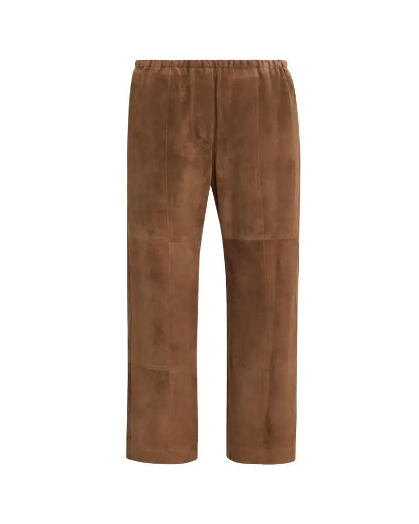 THE ROW Kenan Suede Straight-Lag Ankle Pull-On Pants