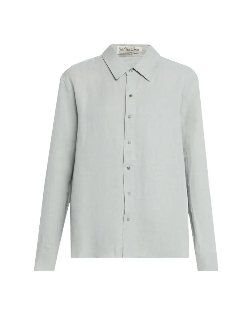 God's True Cashmere Silver Solid Linen Button-Front Shirt