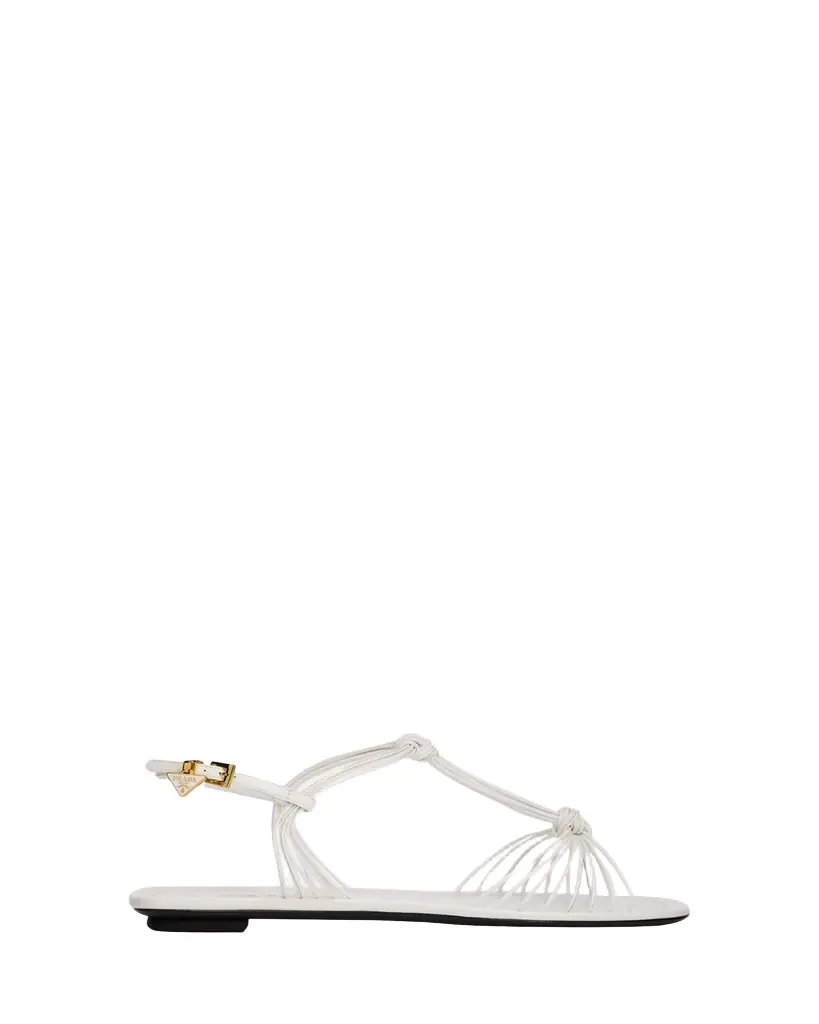 Prada Tubular Leather Flat Sandals
