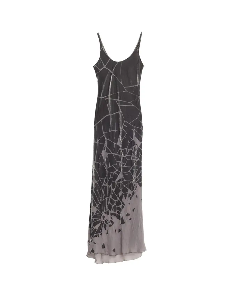 GRACE LING Cracked Velvet Burnout Bias-Cut Maxi Dress