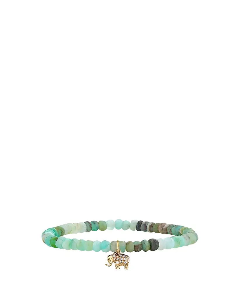 Sydney Evan 14K Diamond Mini Elephant Charm on Opal Bracelet