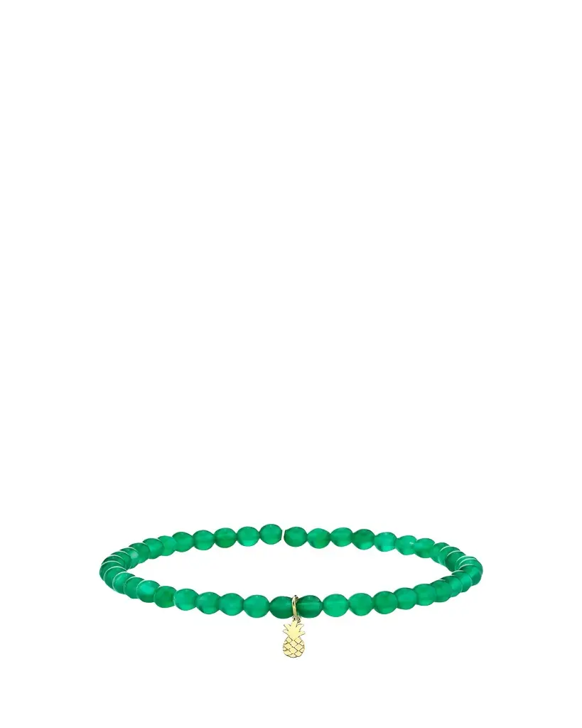 Sydney Evan 14K Tiny Pure Pineapple on Green Onyx Bracelet