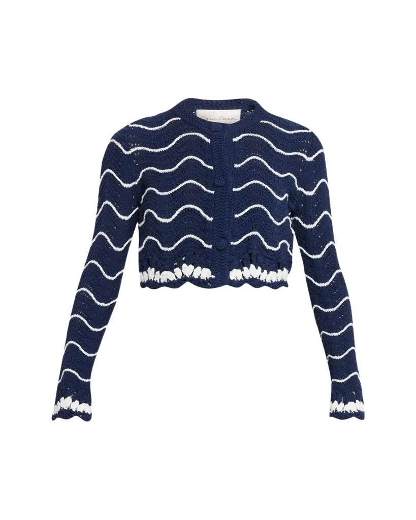 Cara Cara Louise Shrunken Cotton Crochet Cardigan