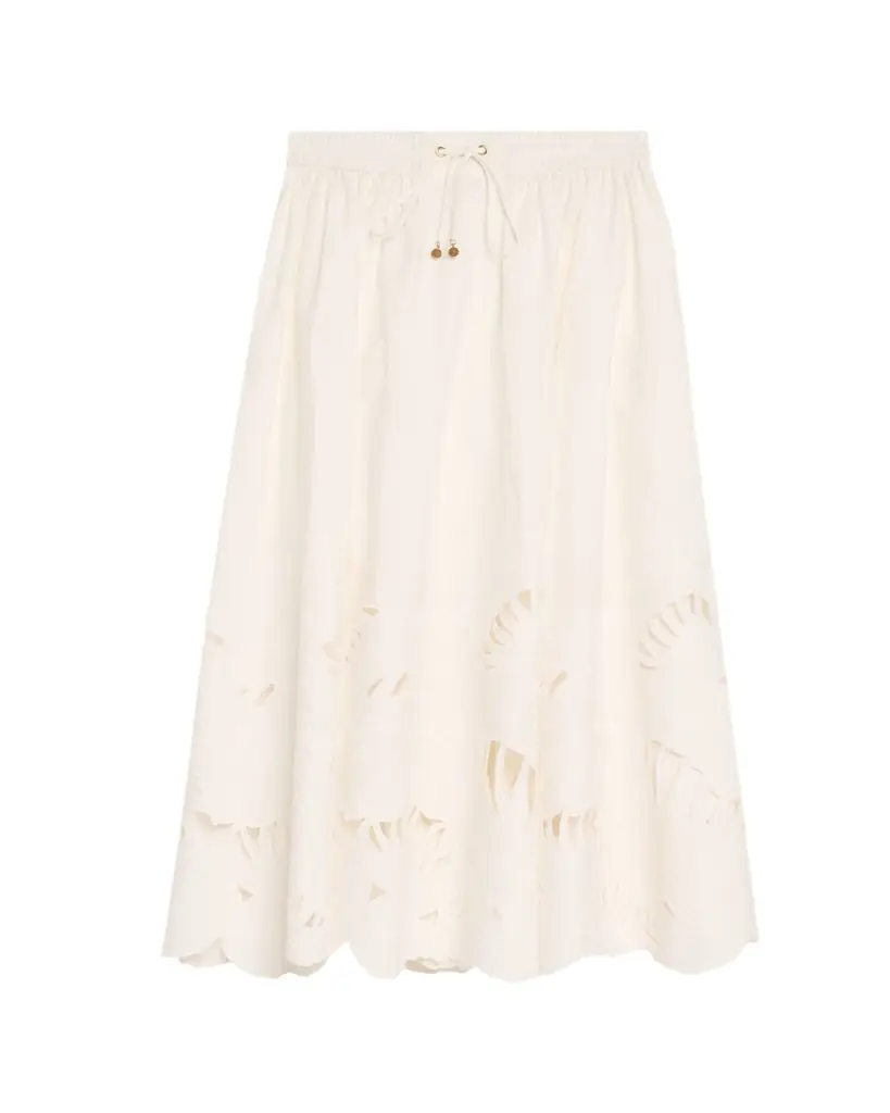 Zimmermann Mahon Embroidered Midi Skirt