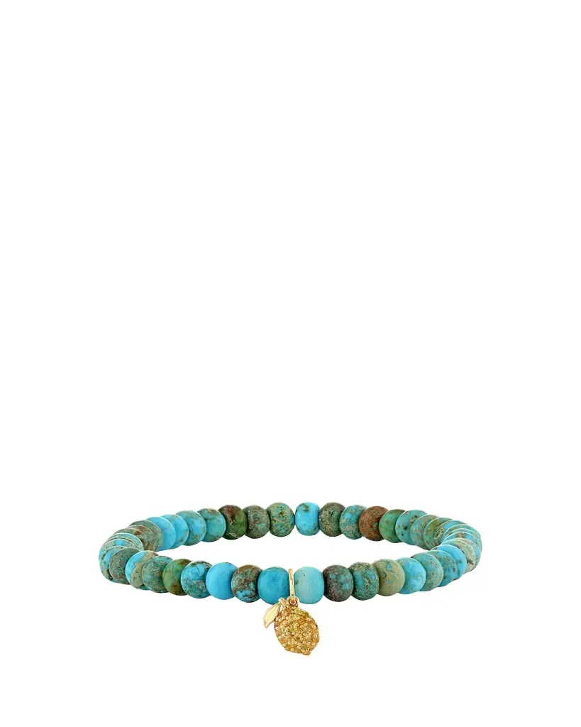 Sydney Evan 14K Yellow Sapphire Lemon Charm on Turquoise Bracelet