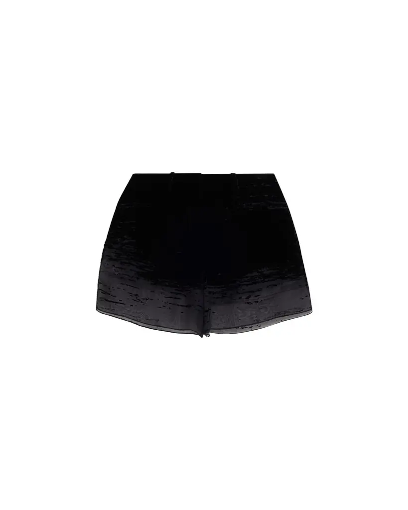 GRACE LING Glitch Devoré Velvet Sheer Chiffon Shorts