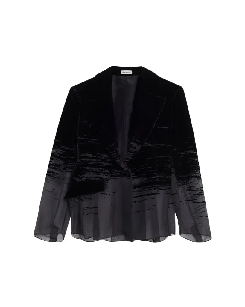 GRACE LING Glitch Devore Velvet Chiffon Tailored Jacket