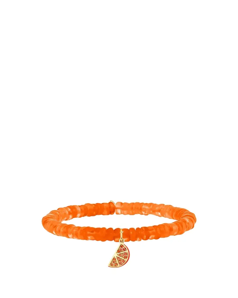 Sydney Evan 14K Orange Slice Charm on Ethiopian Opal Stretch Bracelet