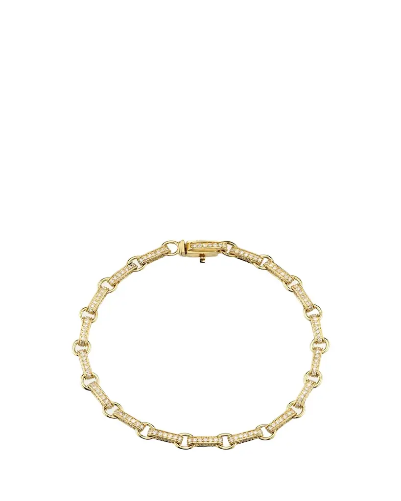 Sydney Evan 14K Round and Rectangular Diamond Link Bracelet