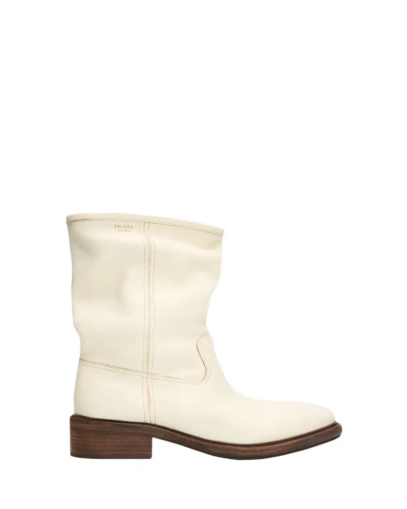 Prada 45mm Vintage-Effect Leather Mid-Calf Boots