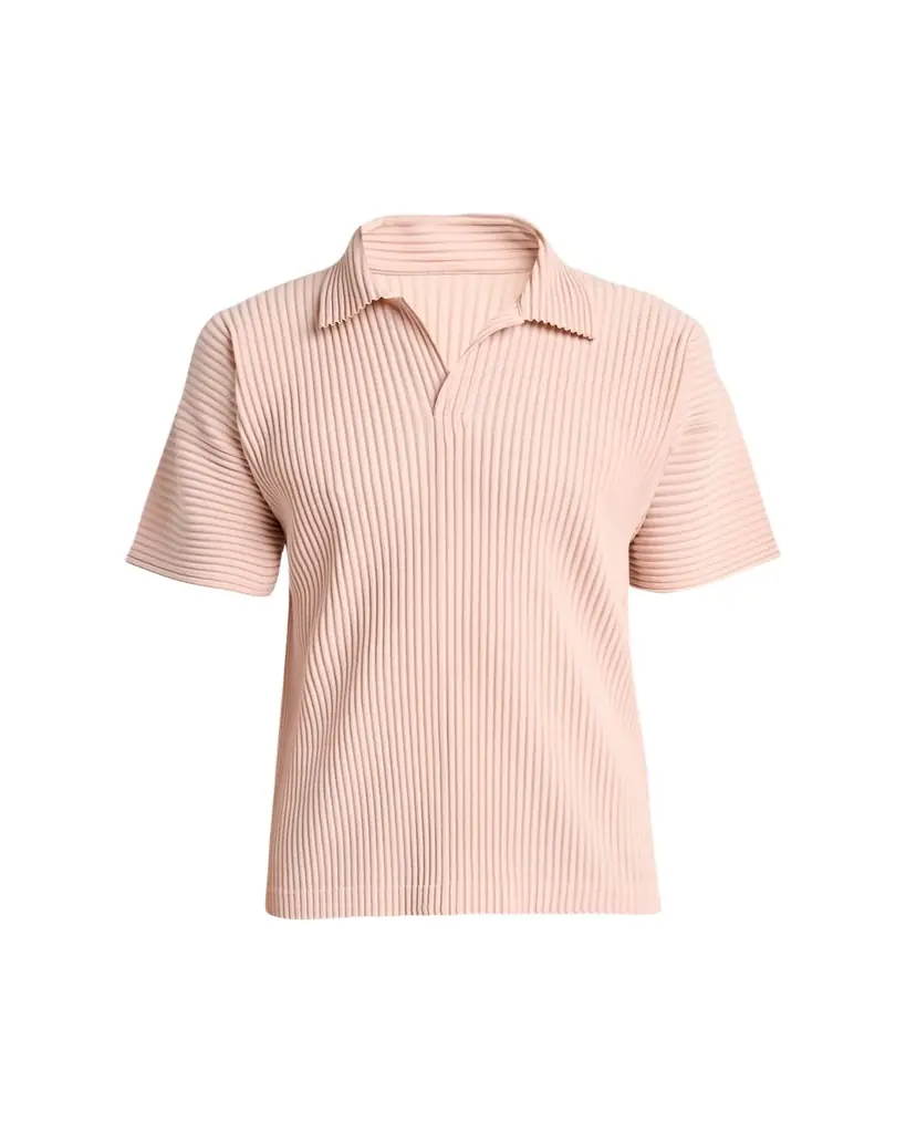 Homme Plisse Issey Miyake Men's Pleated Johnny-Collar Polo Shirt